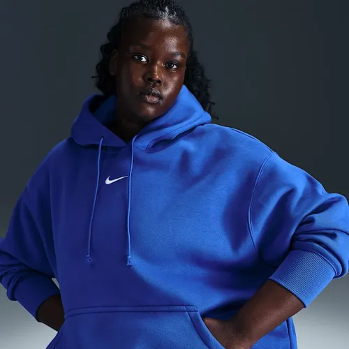 Nike Sportswear Phoenix Fleece женская оверсайз Pullover Толстовка с капюшоном (большие размеры) синий