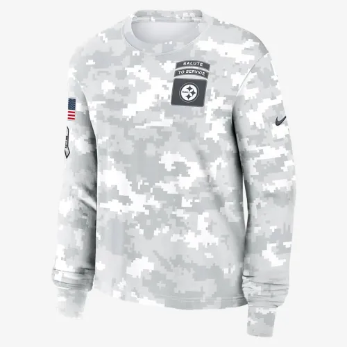 Pittsburgh Steelers Salute to Service Edge Lockup жіноча Nike Dri-FIT NFL Long-Sleeve футболка колір білий