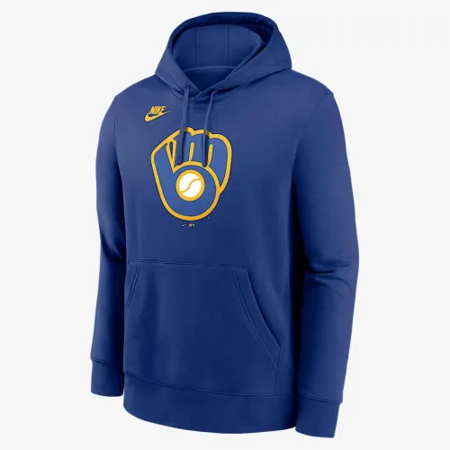 Milwaukee Brewers Cooperstown Logo Club чоловічі Nike MLB Pullover Толстовка з капюшоном блакитний
