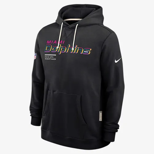 Miami Dolphins Crucial Catch Sideline чоловічі Nike Dri-FIT NFL Pullover Толстовка з капюшоном колір чорний