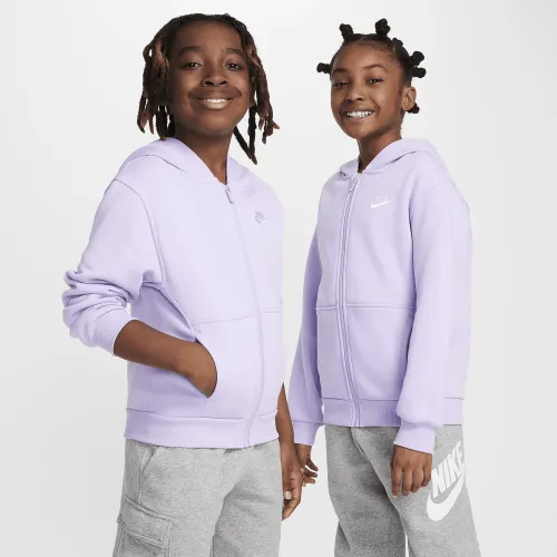 Nike Sportswear Club Fleece Big детские Full-Zip Толстовка с капюшоном цвет фиолетовый