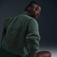Nike One жіноча Therma-FIT оверсайз 1/2-Zip Fleece Top колір зелений