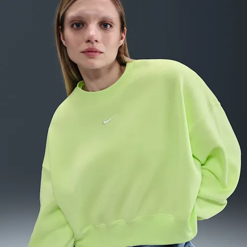 Nike Sportswear Phoenix Fleece женская Over-оверсайз Crew-Neck свитшот цвет зеленый
