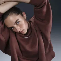Nike Sportswear Phoenix Fleece женская Over-оверсайз Crew-Neck свитшот цвет коричневый
