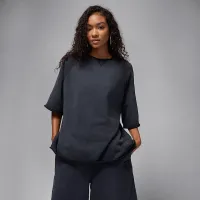 Nike Jordan Flight Fleece жіноча оверсайз Short-Sleeve French Terry Top колір чорний