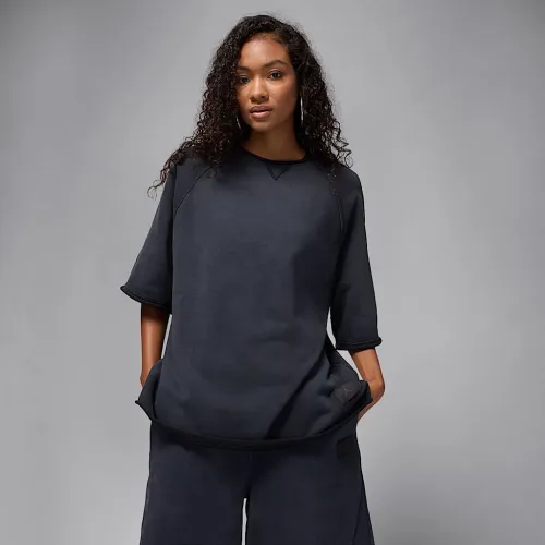 Nike Jordan Flight Fleece женская оверсайз Short-Sleeve French Terry Top цвет черный