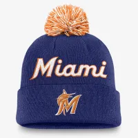 Miami Marlins Peak чоловічі Nike MLB Cuffed Pom Beanie блакитний