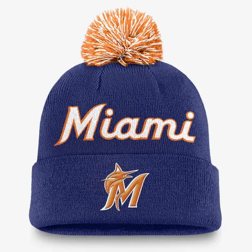 Miami Marlins Peak чоловічі Nike MLB Cuffed Pom Beanie блакитний