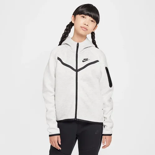 Nike Sportswear Tech Fleece Big детские (Girls') Full-Zip Толстовка с капюшоном цвет серый