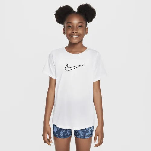 Nike One Fitted Big дитячі (Girls') Dri-FIT Short-Sleeve Top колір білий