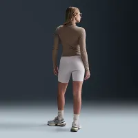 Nike Sportswear Essential жіноча Ribbed Mock-Neck Long-Sleeve Top колір коричневий