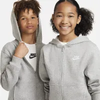 Nike Sportswear Club Fleece Big дитячі Full-Zip Толстовка з капюшоном колір сірий