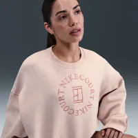 NikeCourt Heritage Phoenix Fleece женская Over-оверсайз Crew-Neck свитшот Pink