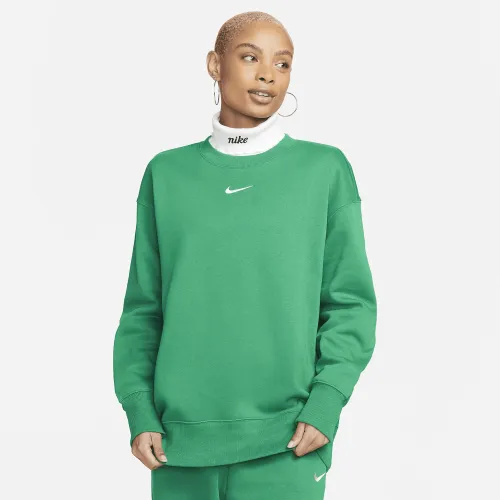 Nike Sportswear Phoenix Fleece женская оверсайз Crew-Neck свитшот цвет зеленый
