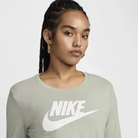 Nike Sportswear Essentials женская Long-Sleeve Logo футболка цвет зеленый