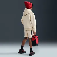 Nike Sportswear Tech Fleece Big детские (для мальчиков) оверсайз Pullover Толстовка с капюшоном цвет коричневый
