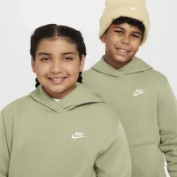 Nike Sportswear Club Fleece Big детские Pullover Толстовка с капюшоном (Extended Size) цвет зеленый