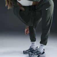 Nike Sportswear Phoenix Fleece женская Mid-Rise Sweatpants цвет зеленый