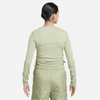 Nike Sportswear Essential женская Ribbed Long-Sleeve Mod Crop Top цвет зеленый