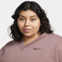 Nike Sportswear Phoenix Fleece женская оверсайз Cropped V-Neck Top (большие размеры) цвет фиолетовый