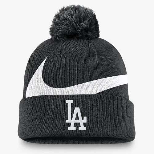 Los Angeles Dodgers Peak мужские Nike MLB Cuffed Pom Beanie цвет черный