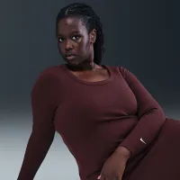 Nike Sportswear Chill Knit жіноча Tight Long-Sleeve Midi Mini-Rib Костюм (великі розміри) колір червоний