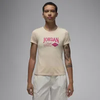 Nike Jordan жіноча Graphic Slim футболка колір коричневий