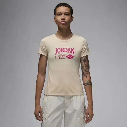 Nike Jordan жіноча Graphic Slim футболка колір коричневий