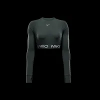 Nike Pro жіноча Dri-FIT Cropped Long-Sleeve Top колір зелений