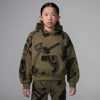 Nike Jordan Brooklyn Fleece Big детские Printed Pullover Толстовка с капюшоном цвет зеленый