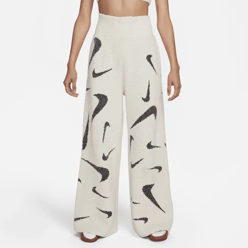 Nike Sportswear Phoenix Cozy Букле женская С высокой Талией Wide-Leg Knit Pants цвет коричневый