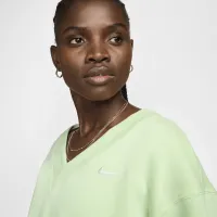 Nike Sportswear Phoenix Fleece женская Cropped V-Neck Top цвет зеленый