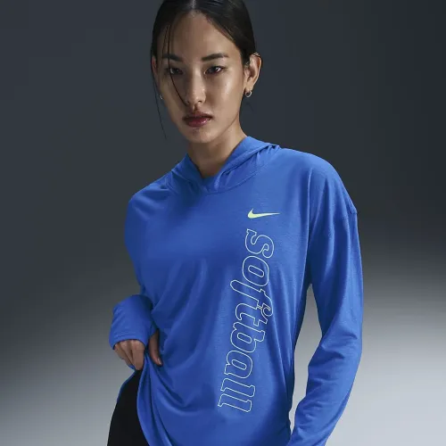 Nike женская Dri-FIT Long-Sleeve Softball Толстовка с капюшоном синий