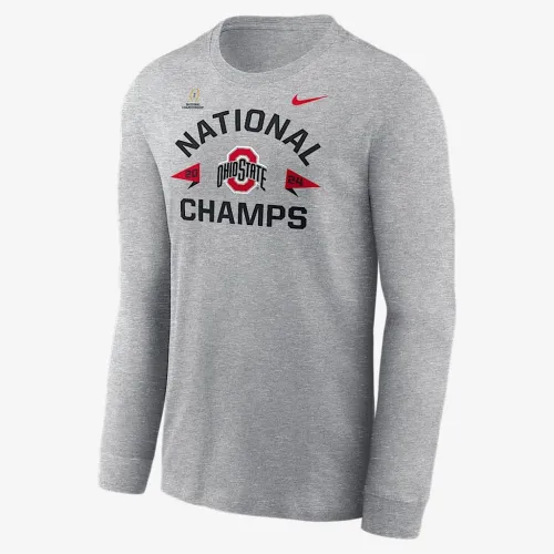 Ohio State Buckeyes 2025 College Football Playoff National Champions Arch Over Logo мужские Nike College Long-Sleeve футболка цвет серый