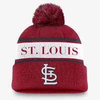 St. Louis Cardinals Team Stripe Peak мужские Nike MLB Cuffed Pom Beanie цвет красный