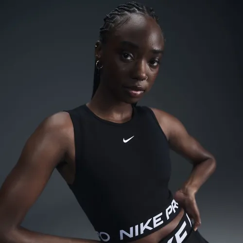 Nike Pro жіноча Dri-FIT Cropped Tank Top колір чорний