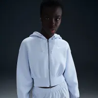 Nike Sportswear Phoenix Fleece женская Loose Cropped Full-Zip Толстовка с капюшоном синий