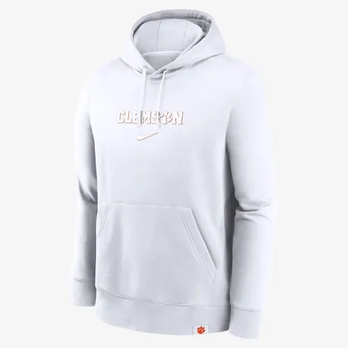 Clemson Tigers Statement Wordmark Lockup Heavyweight чоловічі Nike College Pullover Толстовка з капюшоном колір білий