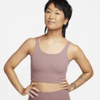 Nike Zenvy Rib женская Light-Support Non-Padded Longline Sports Bra цвет фиолетовый