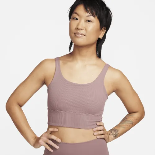 Nike Zenvy Rib женская Light-Support Non-Padded Longline Sports Bra цвет фиолетовый