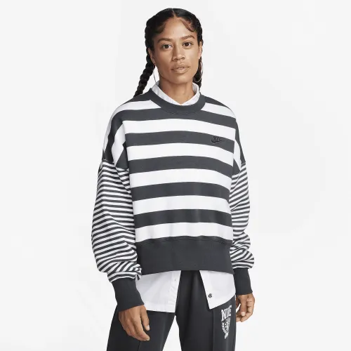 Nike Sportswear Phoenix Fleece женская Over-оверсайз Striped Crew-Neck свитшот цвет черный