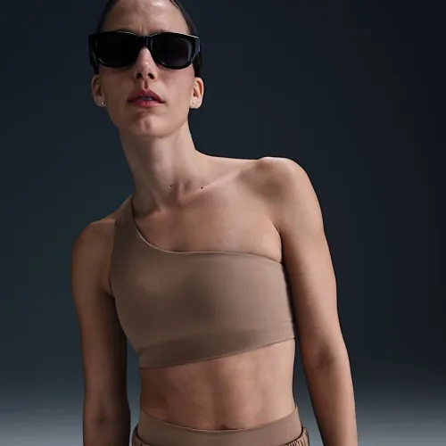 Nike Zenvy Asymmetrical жіноча Light-Support Padded Sports Bra колір коричневий