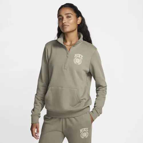 Nike Sportswear Club Fleece женская 1/4-Zip Top цвет зеленый