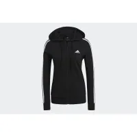Кофта/футболка adidas Essentials Single Jersey 3-Stripes Full-Zip Толстовка с капюшоном GL0798 -  Черная
