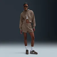 Nike Sportswear Phoenix Fleece женская Loose Cropped Full-Zip Толстовка с капюшоном цвет коричневый