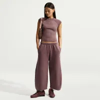 Nike Sportswear Phoenix Fleece жіноча Loose Mid-Rise Barrel Pants колір фіолетовий