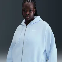 Nike Sportswear Phoenix Fleece женская Loose Cropped Full-Zip Толстовка с капюшоном (большие размеры) синий