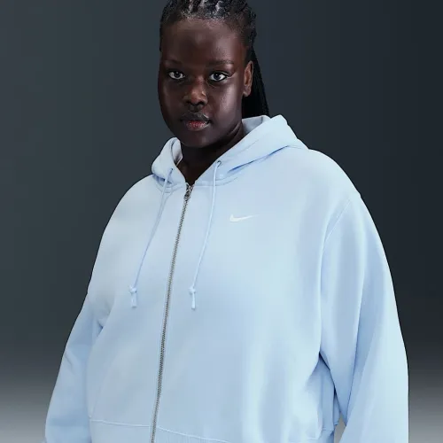 Nike Sportswear Phoenix Fleece женская Loose Cropped Full-Zip Толстовка с капюшоном (большие размеры) синий