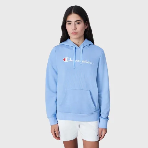 Кофта/футболка Champion Embroideцвет красный Big Script Logo Толстовка с капюшоном 117111-BS083 - Голубая