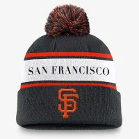 San Francisco Giants Team Stripe Peak мужские Nike MLB Cuffed Pom Beanie цвет черный